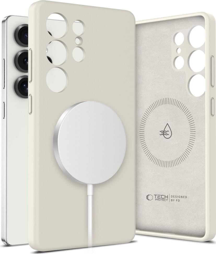 Etui typu plecki Tech-Protect Liquid Silicone Magsafe do Galaxy S25 Ultra beżowy