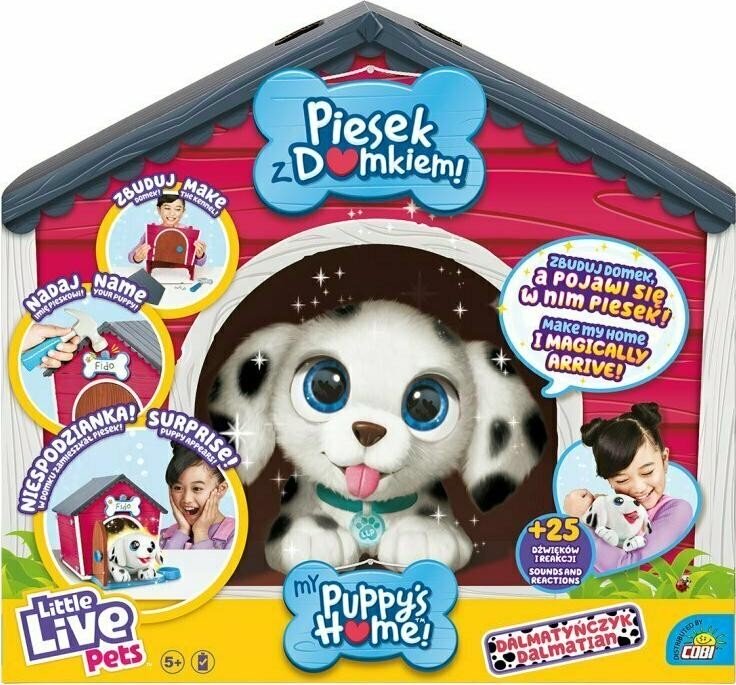 Interaktywne,przytulanka Cobi Little Live Pets 26483 Piesek z Domkiem Dalmatyńczyk