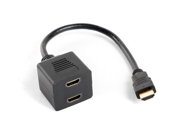 Lanberg adapter HDMI - 2x HDMI M/F 20cm czarny splitter