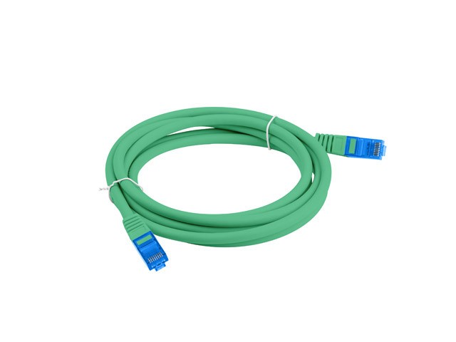 Patchcord kat.6A S/FTP LSZH CCA 1m zielony Fluke Passed Lanberg