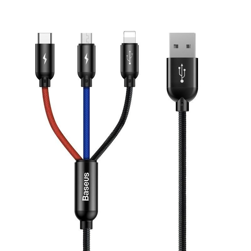 Baseus USB3w1 USB-C / Lightning / Micro 3.5A 1.2m (czarny)