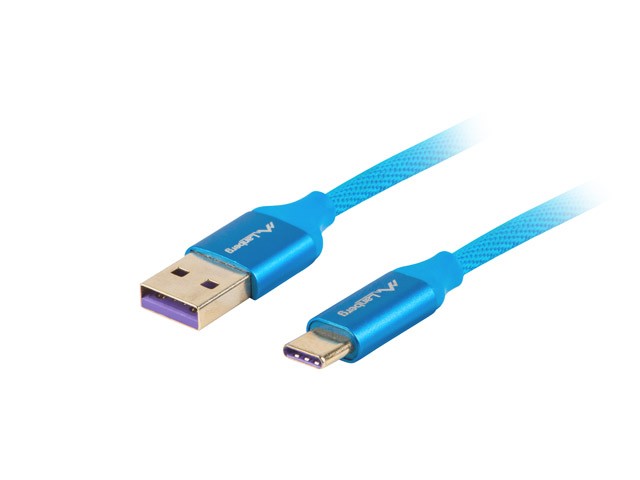 Lanberg kabel USB-C - USB-A M/M 2.0 0.5m niebieski 5A