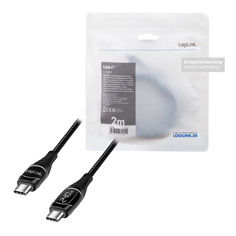 LogiLink USB-C 2.0m czarny