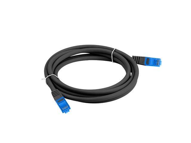 Patchcord kat.6A S/FTP LSZH CCA 3m czarny Fluke Passed Lanberg