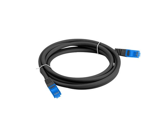 Patchcord kat.6A S/FTP LSZH CCA 3m czarny Fluke Passed Lanberg