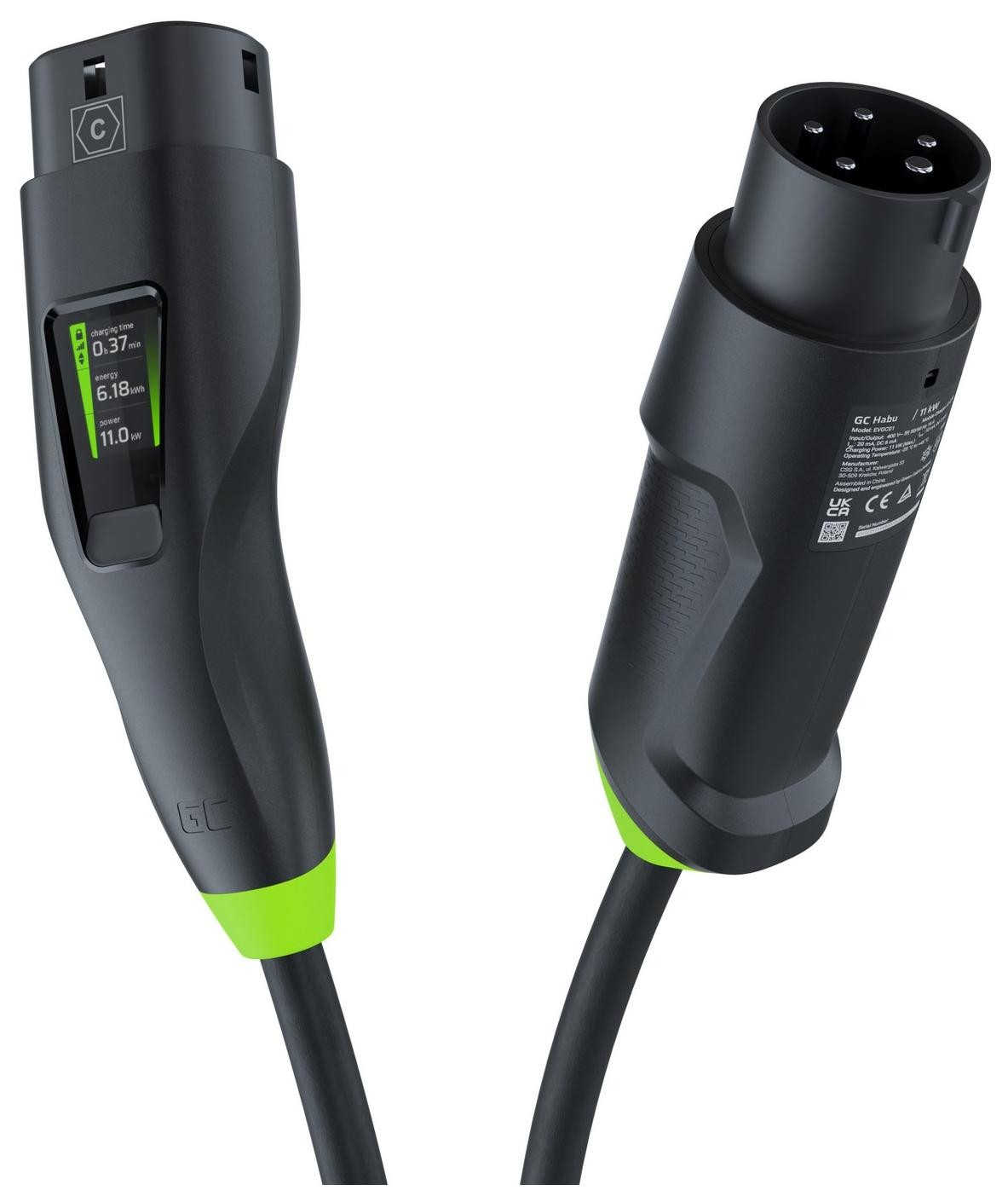 Green Cell Habu | Ładowarka Mobilna EV | 3 fazy | Typ 2 | 11 kW | 7m