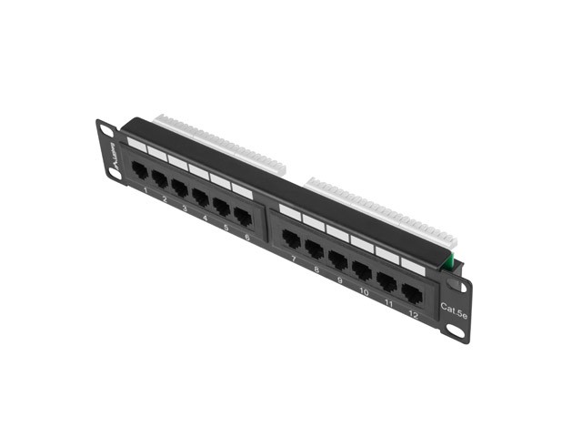 Lanberg Patch Panel 12 port 1U 10'' kat.5E UTP czarny