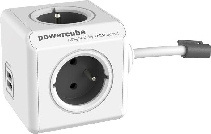 PowerCube Extended 4 gniazda 2x USB 3.0m szary