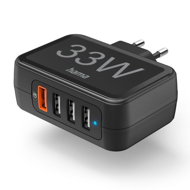 Hama Wall Charger 4-gniazda QC3.0 USB-A 33W czarna