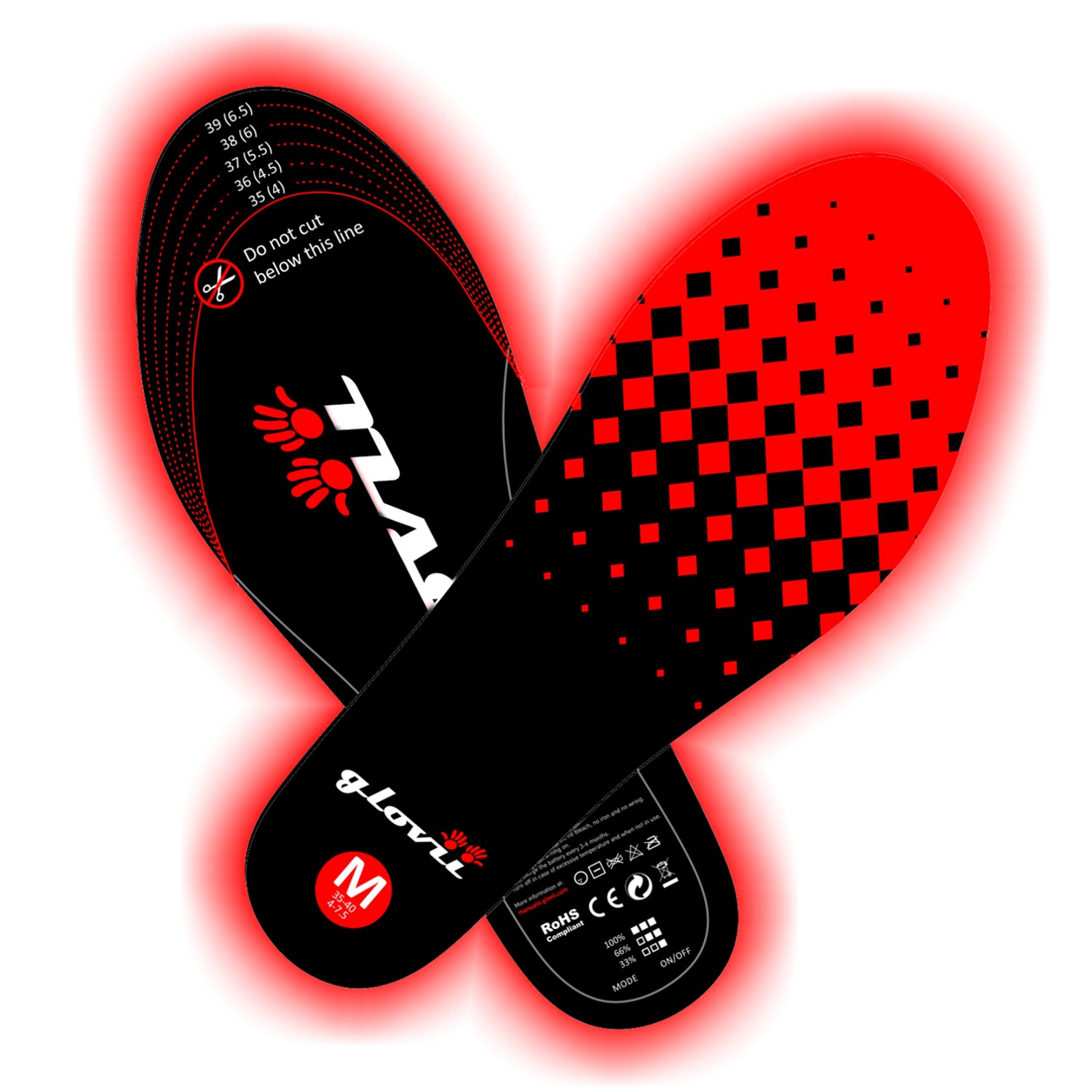 Wkładki do butów Glovii ogrzewane wkładki do butów z pilotem M (35-40)