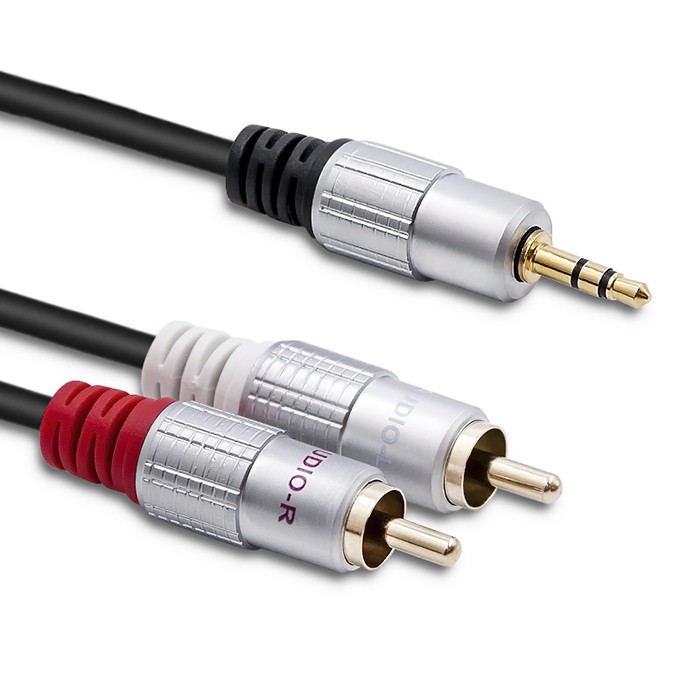 Qoltec 2x RCA / Mini Jack 3.5mm| 1m | Czarny