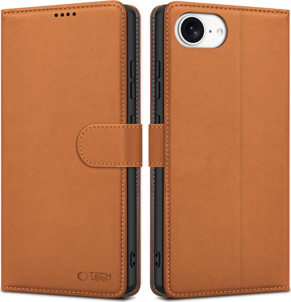 Etui z klapką Tech-Protect Wallet iPhone 16E saddle brown
