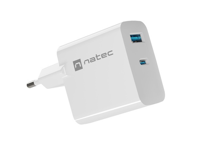 Natec Ribera GaN 45W USB-A USB-C biała