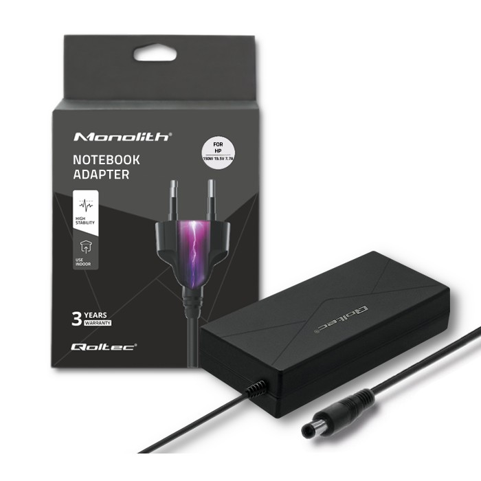 Zamiennik Qoltec Zasilacz do HP 150W | 19.5V | 7.7A | 7.4*5.0 + pin | + kabel zasilający