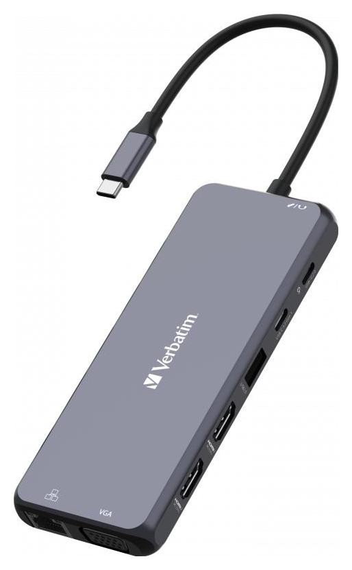 Verbatim USB-C 14w1 - 2xHDMI/VGA/ Eternet/5xUSB-A/Jack 3.5mm/2xUSB-C/SD/microSD aluminiowy