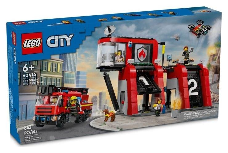 Klocki konstrukcyjne LEGO City 60414 Remiza Strażacka Z Wozem Strażackim