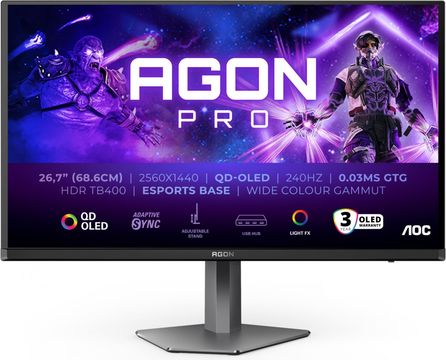 AOC AGON PRO AG276QZD2 - 240Hz | QHD | 27'' | QD OLED | 0,03ms