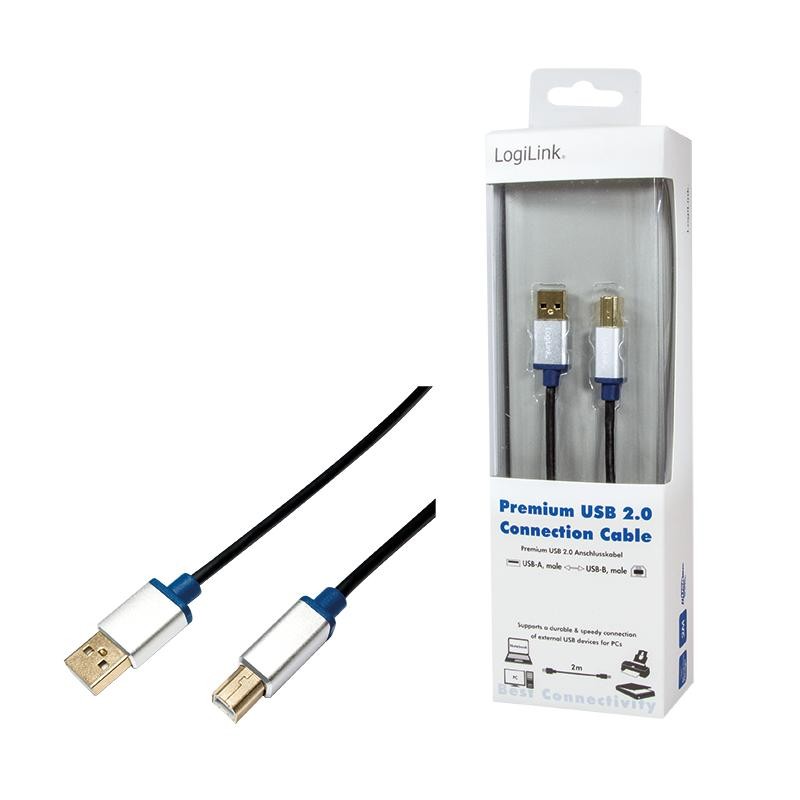 LogiLink USB-B 2.0m czarno-srebrny