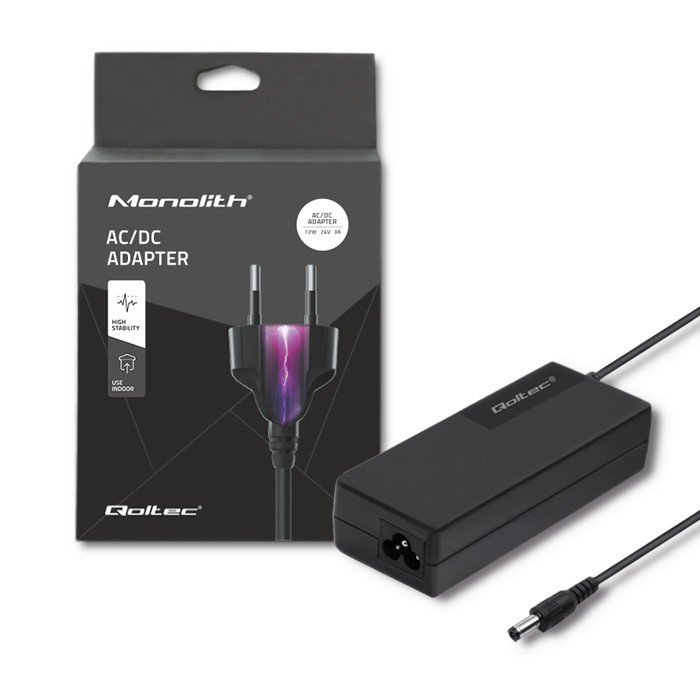 Zamiennik Qoltec Zasilacz desktopowy 72W | 24V | 3A | 5.5*2.5 |+ kabel zasilający