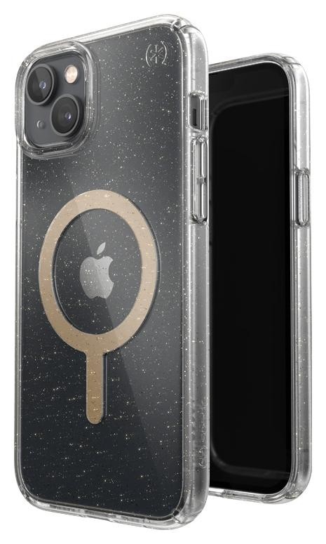 Etui typu plecki Speck Presidio Perfect-Clear Glitter + MagSafe do iPhone 14 Plus z powłoką microban (Clear / Gold Glitter)