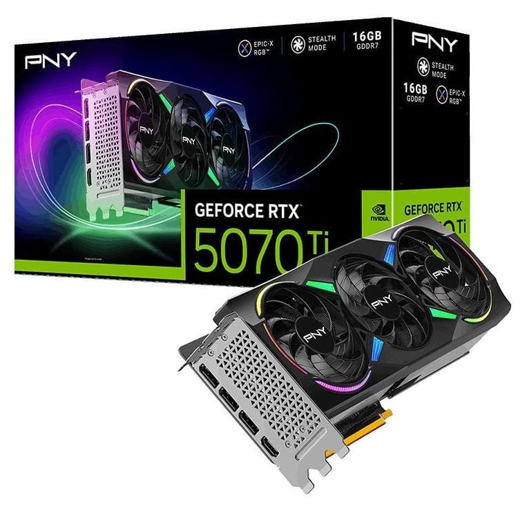 PNY GeForce RTX 5070 Ti ARGB EPIC-X RGB™ Triple Fan 16GB OC DLSS 4