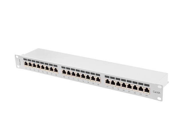 Patch panel Lanberg Patch Panel 24 port 1U 19'' kat.6A FTP ekranowany szary