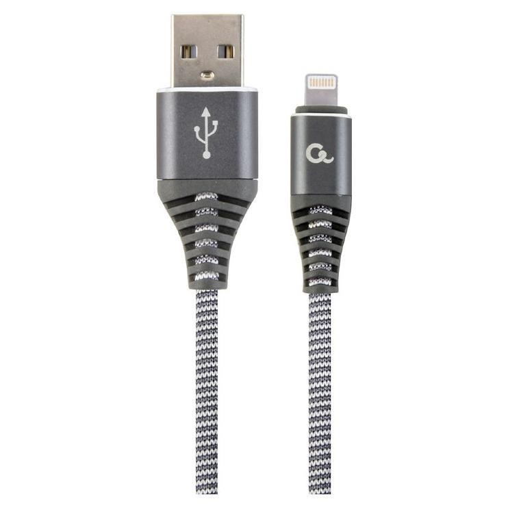 Gembird USB 2.0 (AM/8-pin lightning M) oplot tekstylny 2m grafitowo-biały