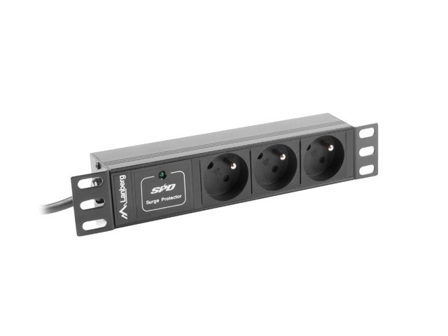 Lanberg listwa zasilająca rack PDU 10'' 1U 10A 2m 3x PL czarna C14