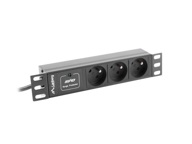 Lanberg listwa zasilająca rack PDU 10'' 1U 10A 2m 3x PL czarna C14