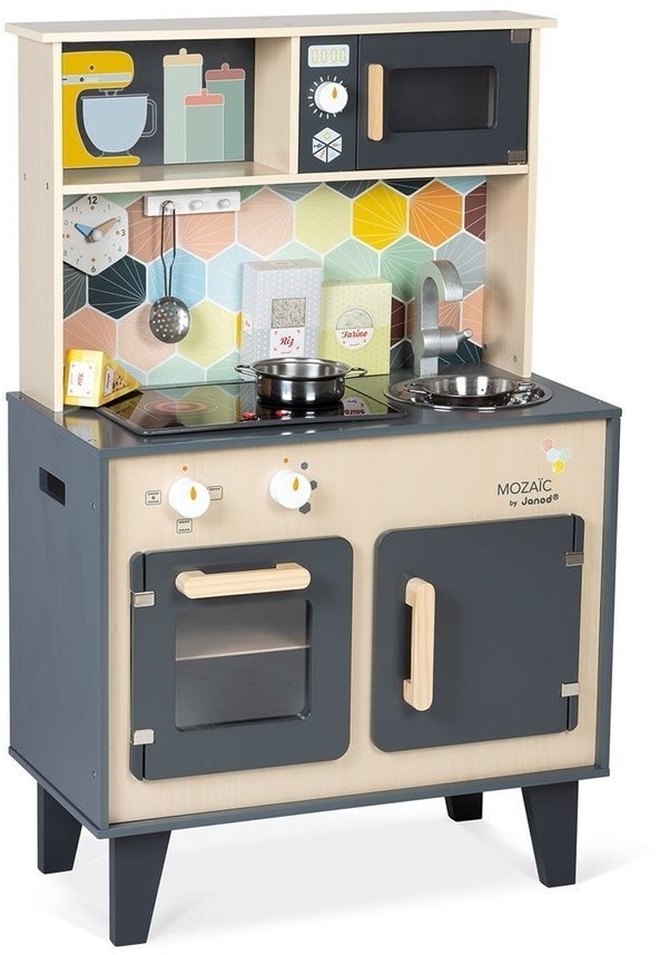 Zestaw do gotowania Janod Mozaika Duża Drewniana Kuchnia z Dźwiękiem i Światłem
