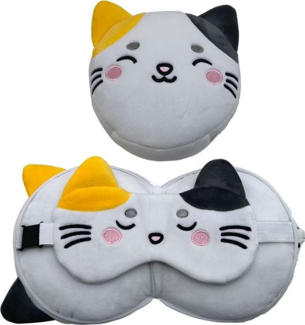 Zestaw Relaxeazzz Kot Lola Pluszowy Zestaw: Poduszka + Opaska Na Oczy