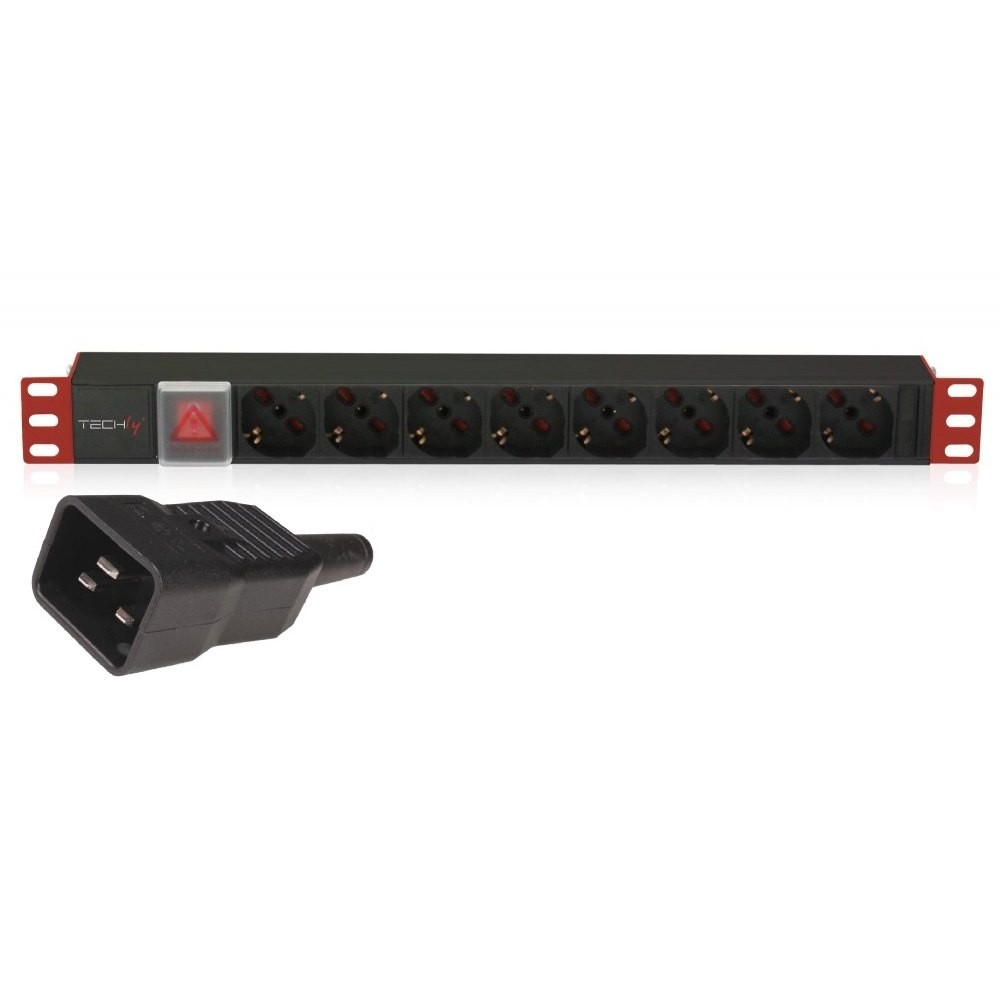 Techly 102635 Listwa zasilająca Rack 19'' 1U, 8x Schuko, kabel C20 3m