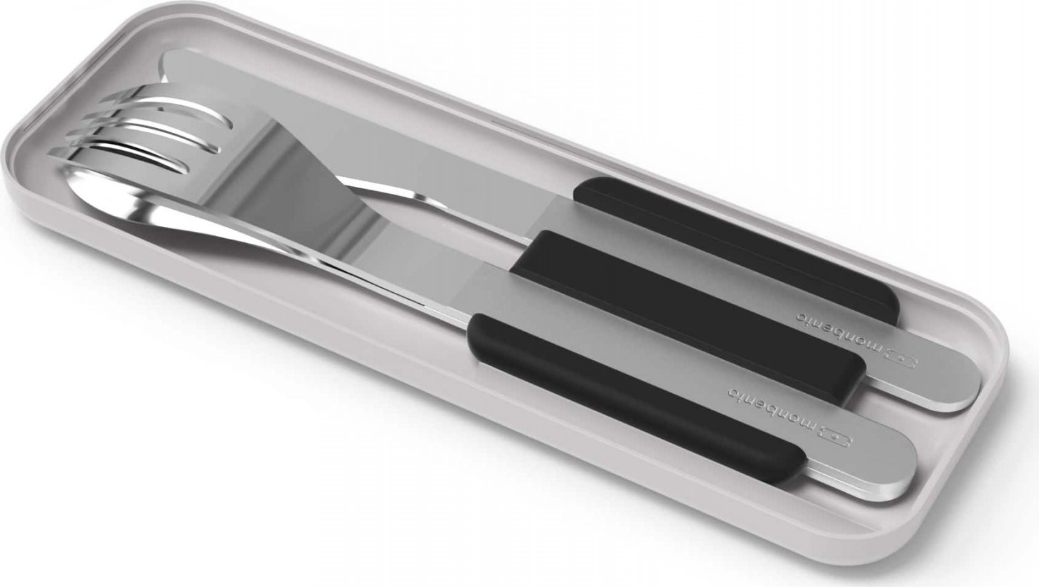 Monbento Zestaw Sztućców Podróżnych Slim Box czarny