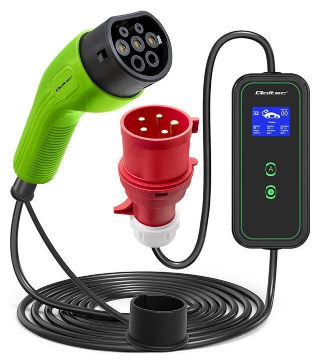 Qoltec Mobilna ładowarka do samochodów EV 2 w 1 typ2 | 7kW | 230V | CEE 5 PIN