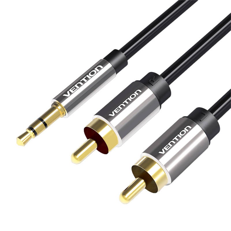 Vention BCFBJ 2 x RCA (Cinch) do miniJack 3.5mm, 5m (czarny)