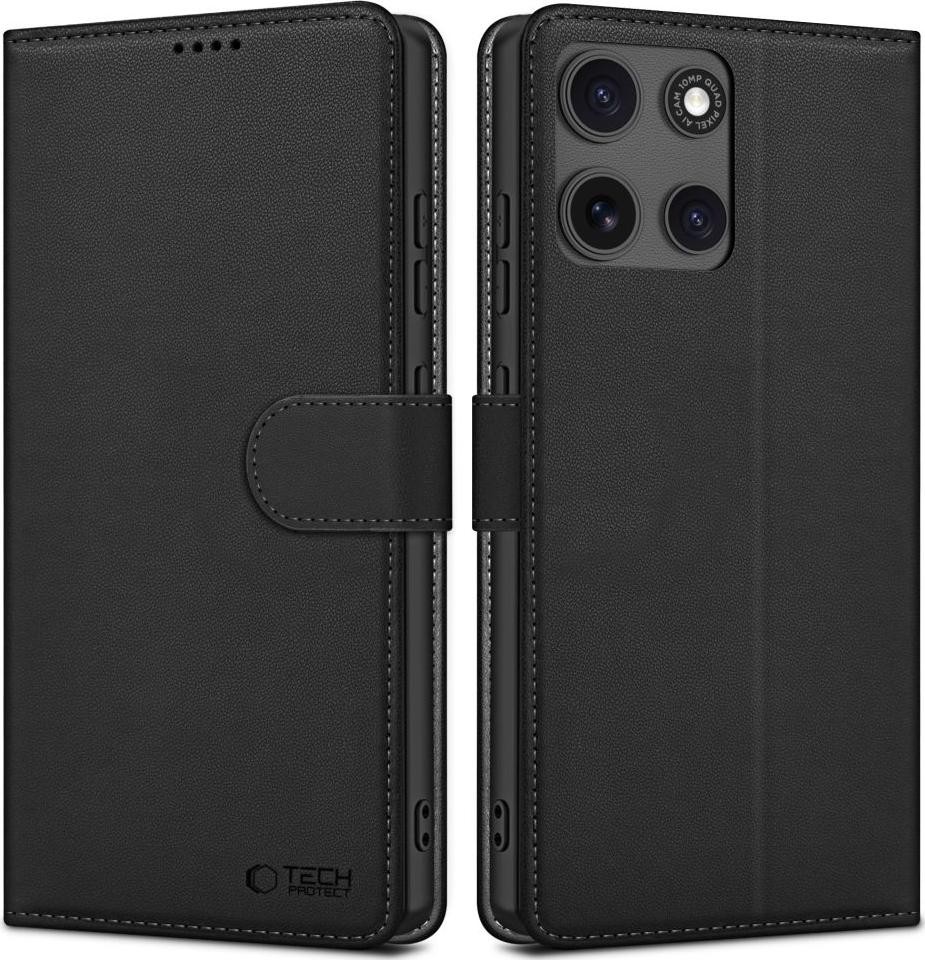 Etui z klapką Tech-Protect Wallet do Motorola Moto G15 / G15 Power czarny matowy