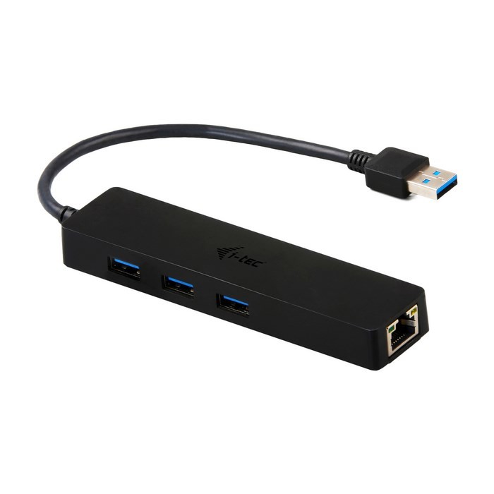 Pasywny i-tec USB 3.0 Slim HUB 3x USB 3.0 z Adapterem LAN Gigabit Ethernet RJ-45 10/100/1000 Mbps 16cm