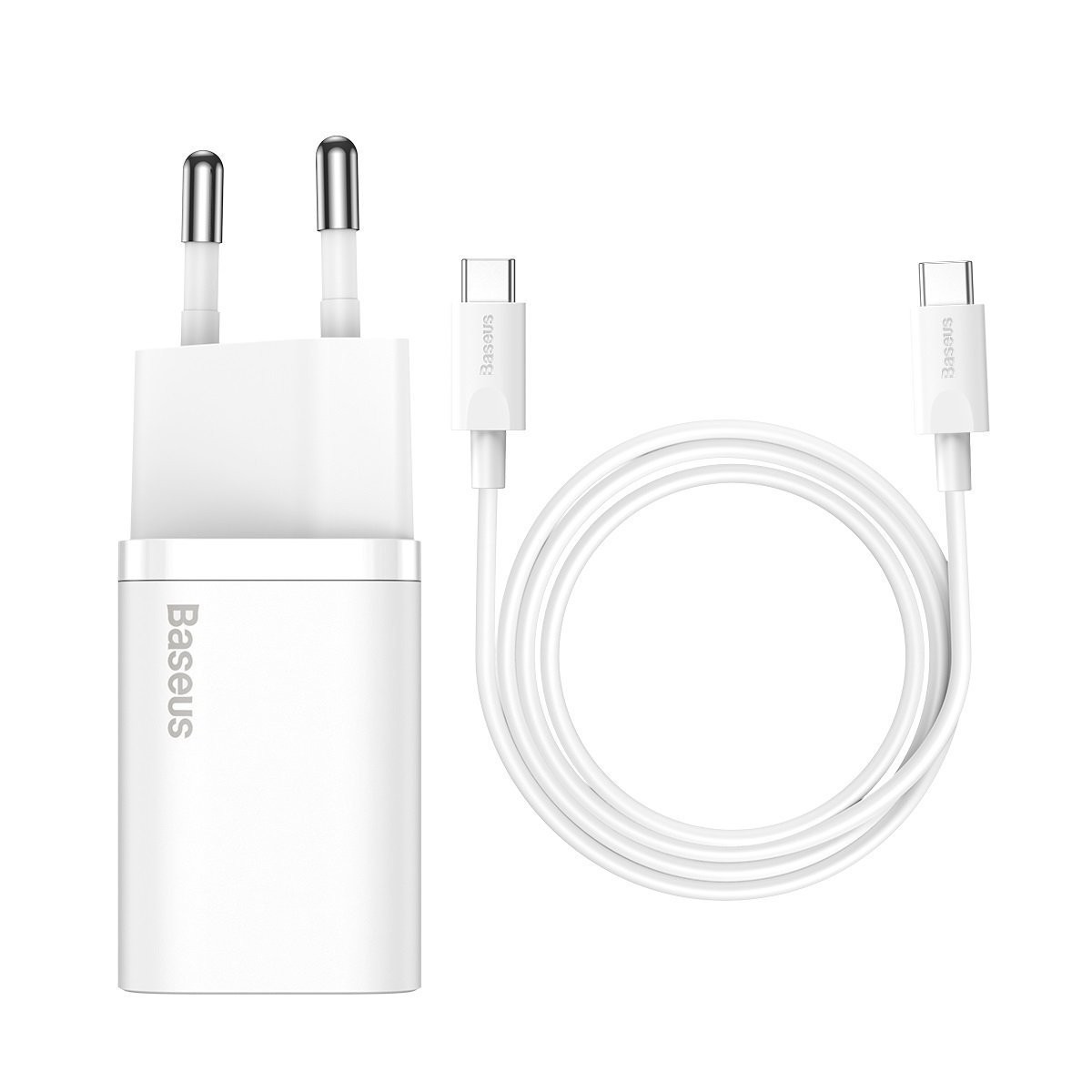 Baseus Super Si Quick Charger 1C 25W z przewodem USB-C do USB-C 1m (biała)