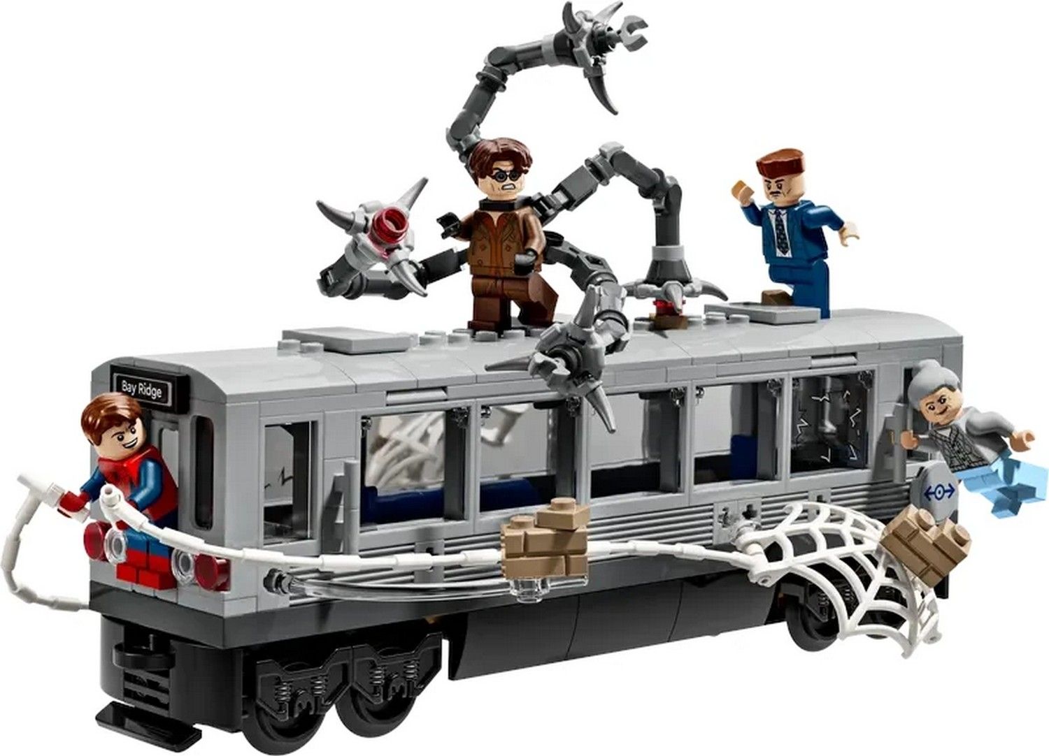 Klocki konstrukcyjne LEGO Marvel 76321 Spider-Man kontra Doc Ock — scena w metrze