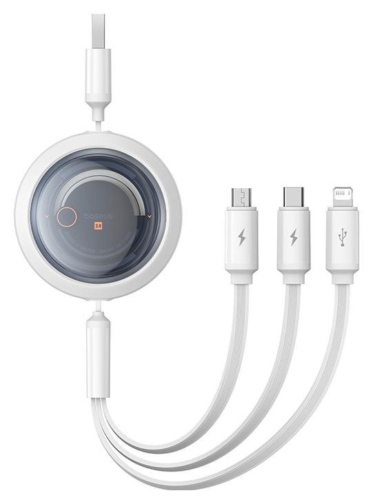 Baseus Free2Draw USB do micro USB+Lightning+USB-C, 3.5A, 1.1m biały