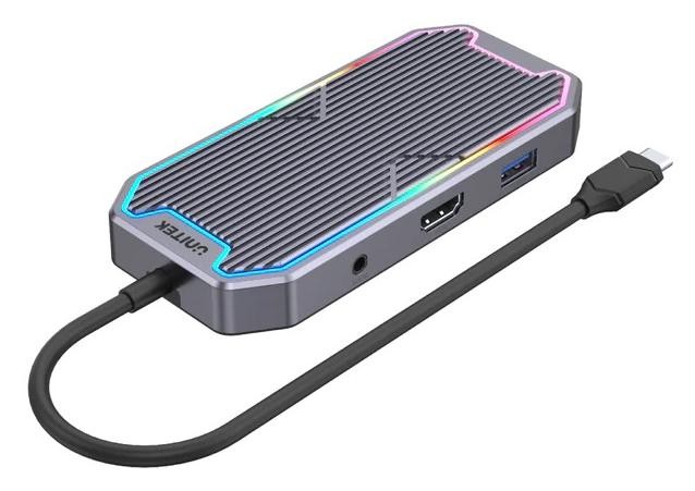Unitek Hub USB-C HDMI RJ45 3,5mm audio 100W 10Gbps