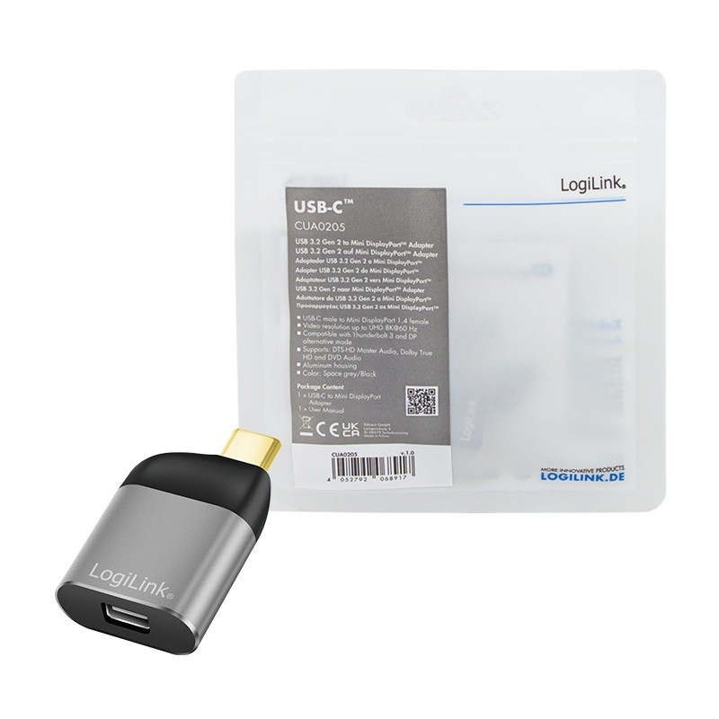 LogiLink USB 3.2 USB-C (M) - mini DisplayPort (F) 8K