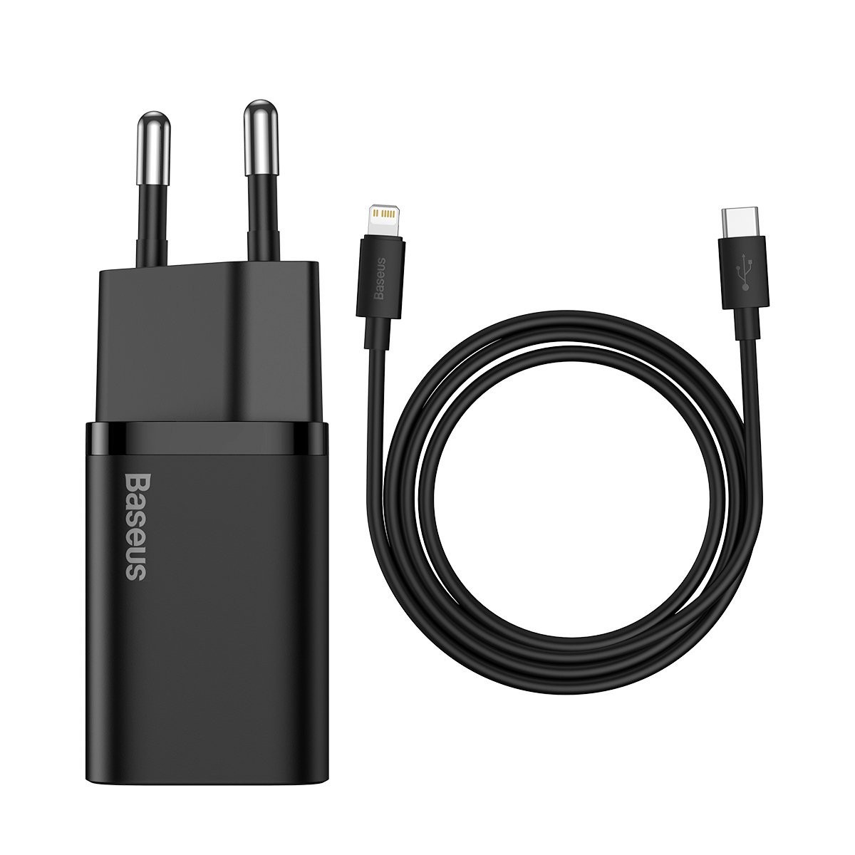 Baseus Super Si Quick Charger 1C 20W z przewodem USB-C do Lightning 1m (czarna)