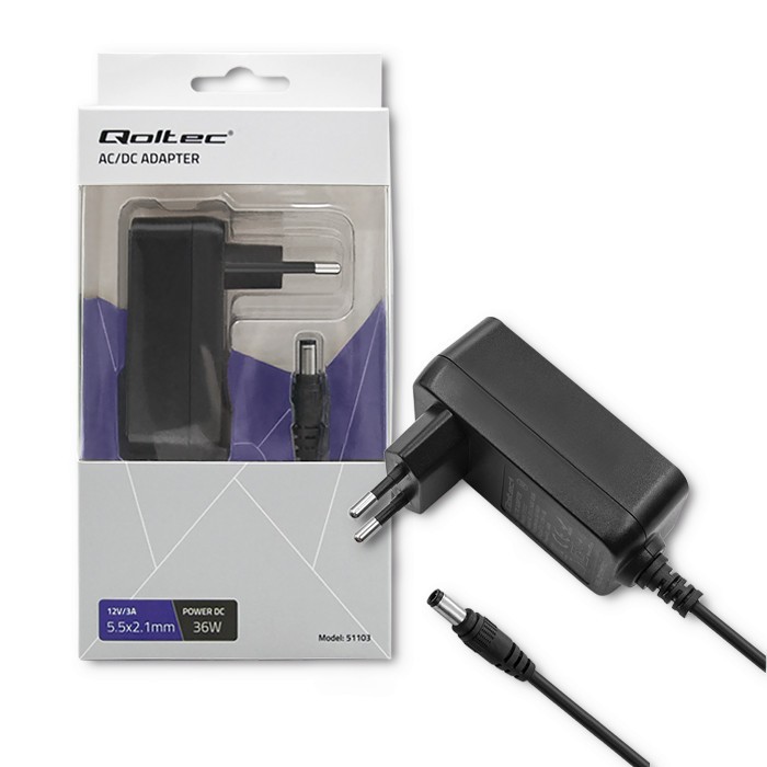 Zamiennik Qoltec Zasilacz wtyczkowy 36W | 12V | 3A | 5.5*2.1
