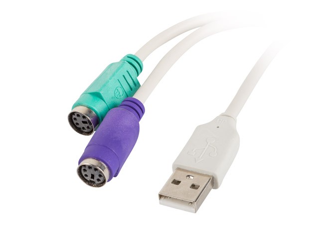 Lanberg adapter USB-A - 2x PS/2 biały