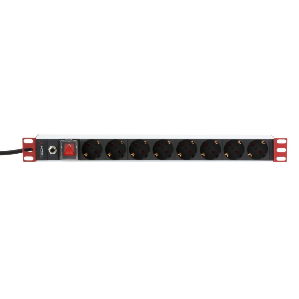 Techly 106893 Listwa zasilająca PDU Rack 19'' 1U, 8x Schuko, 250V/16A kabel 3m