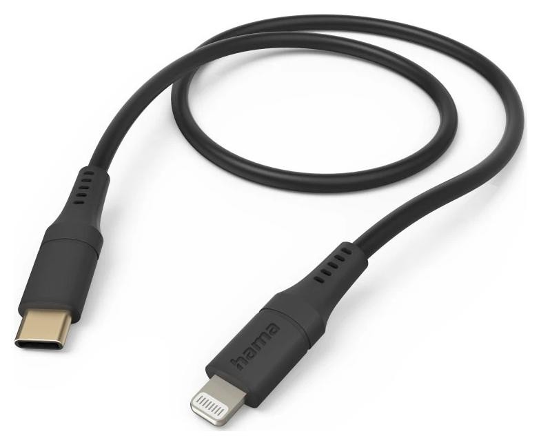 Hama Flexible, USB-C - Lightning, 1,5m, silikon, czarny