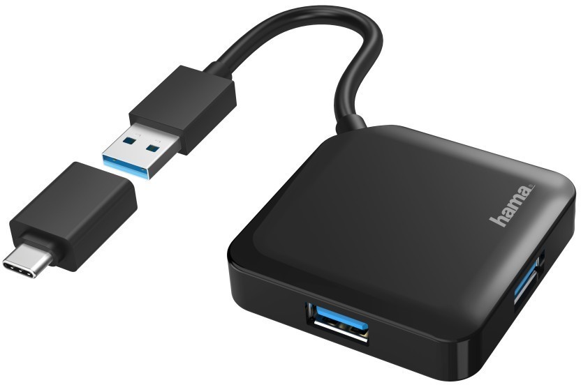 Hama Hub USB 3.0, 4xUSB-A + adapter USB-C