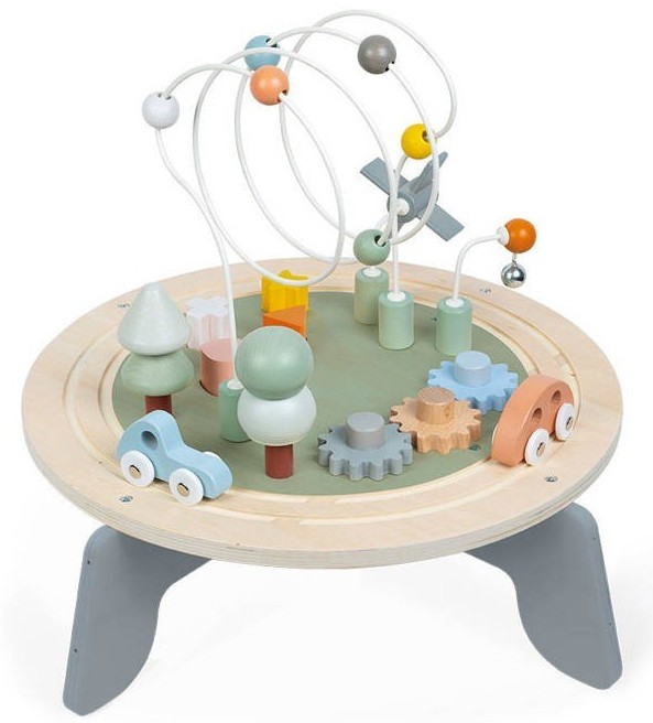 Zabawka edukacyjna Janod Sweet Cocoon Wielofunkcyjny stolik edukacyjny drewniany z regulacją wysokości