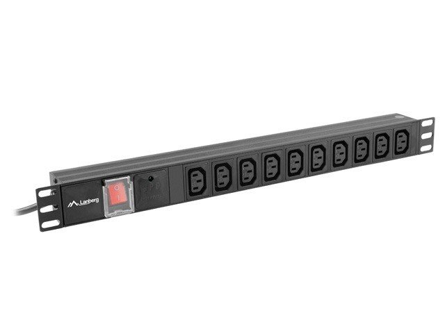 Lanberg listwa zasilająca rack PDU 19'' 1U 10A 10x IEC C13 2m czarna C14